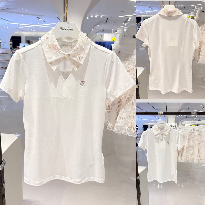 Korean Fair Liar Golf Clothing 26 Summer Women's Thin Cool-Feeling Lapel Short-Sleeve