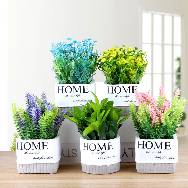 Nordic Creative Emulation Flowers Plant Bonsai Fake Flowers Potted Plants Clear New Green Plant New Home Decorations Mini-Swing