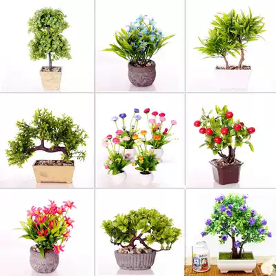 Home decoration simulation flower set green plant tree bonsai small potted flower Flower Flower living room ornaments