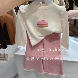 Internet Celebrity Baby Clothes Autum New Korean Style Western Style Girl Knitted Two-Piece Set 1-2 Years Old 3 Baby Girl Autum Clothes Cute