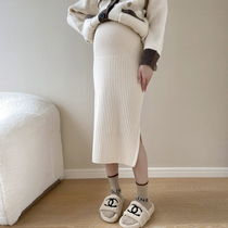 Gestational Woman Dress 2021 New Fall Skirt Fashion Design Feel Side Open Fork Drag Belly slim fit slim fit