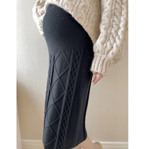 2021 Gestational Woman Dress Autumn Winter New Knit choreochronicling Han version In Korean version Long style Loose Big Code Outside Wearing half-body dress