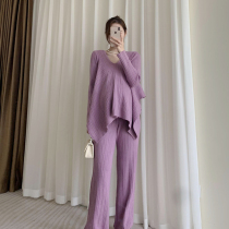 2022 autumn new Korean version loose maternity wear knitted sweater straight wide leg pants two-piece suit tide mom ins