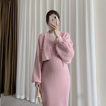 2022 new summer maternity wear spring and autumn ladies temperament small temperament buckle tassel knitted suit skirt