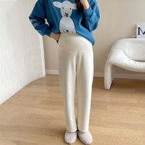 Pregnancy Woman Dress 2021 New Autumn Winter Thicken Plus Suede Warm Broadlegged Pants Drag Belly long Loose Big Code Straight Drum Pants