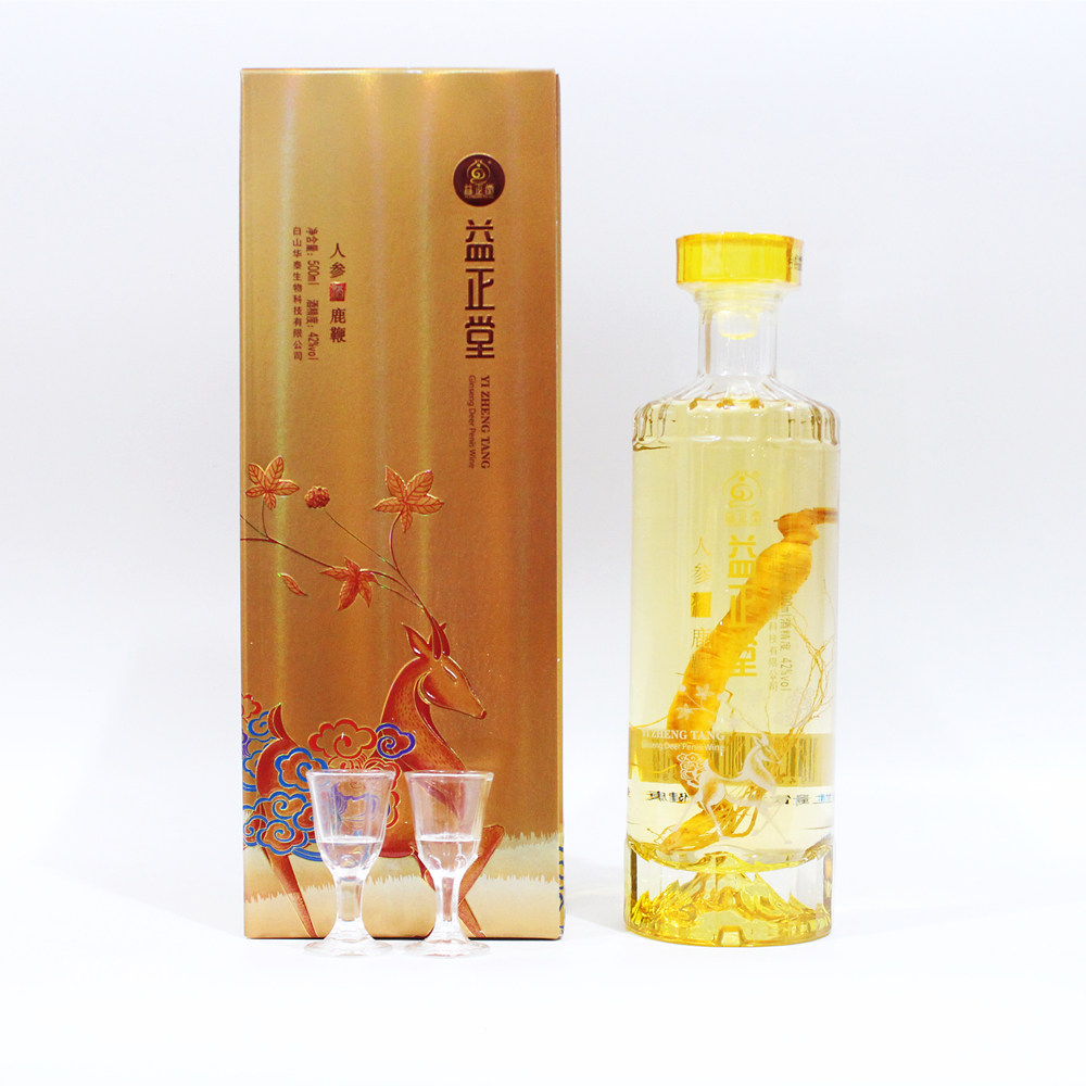Changbai Mountain ginseng deer whip wine 1 bottle 500ml pure grain distilled wine 42 degrees native nourishing health care wine