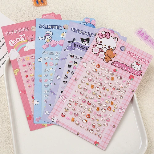 Sanrio, hello kitty, трехмерные детские мультяшные водостойкие наклейки для ногтей для ногтей, накладные ногти, 3D