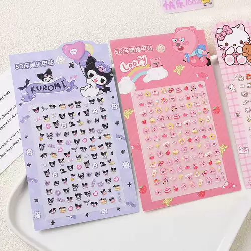 Sanrio, hello kitty, трехмерные детские мультяшные водостойкие наклейки для ногтей для ногтей, накладные ногти, 3D