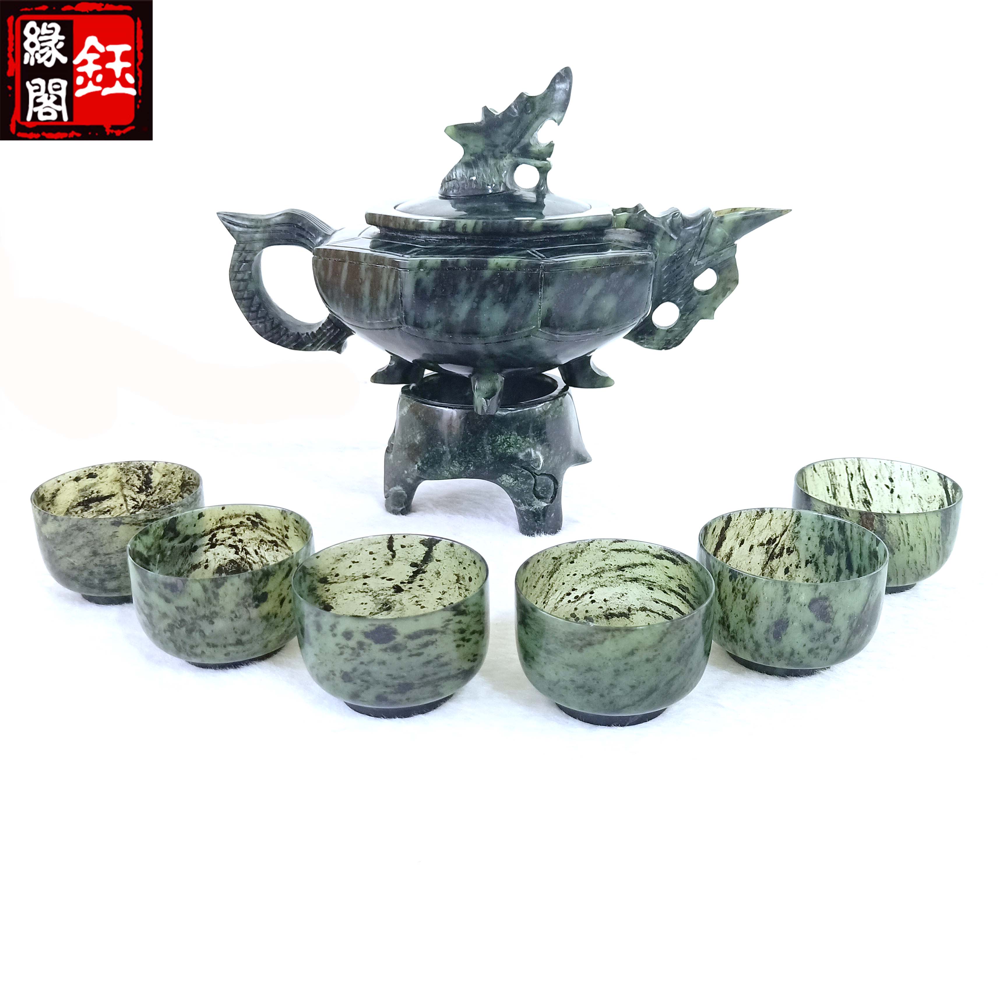 Jiuquan Luminous Cup Qilian Moyu Gansu Specialty Wine Cup Tea Cup Set Octagonal Dragon Pot Wushan Mandarin Duck Jade