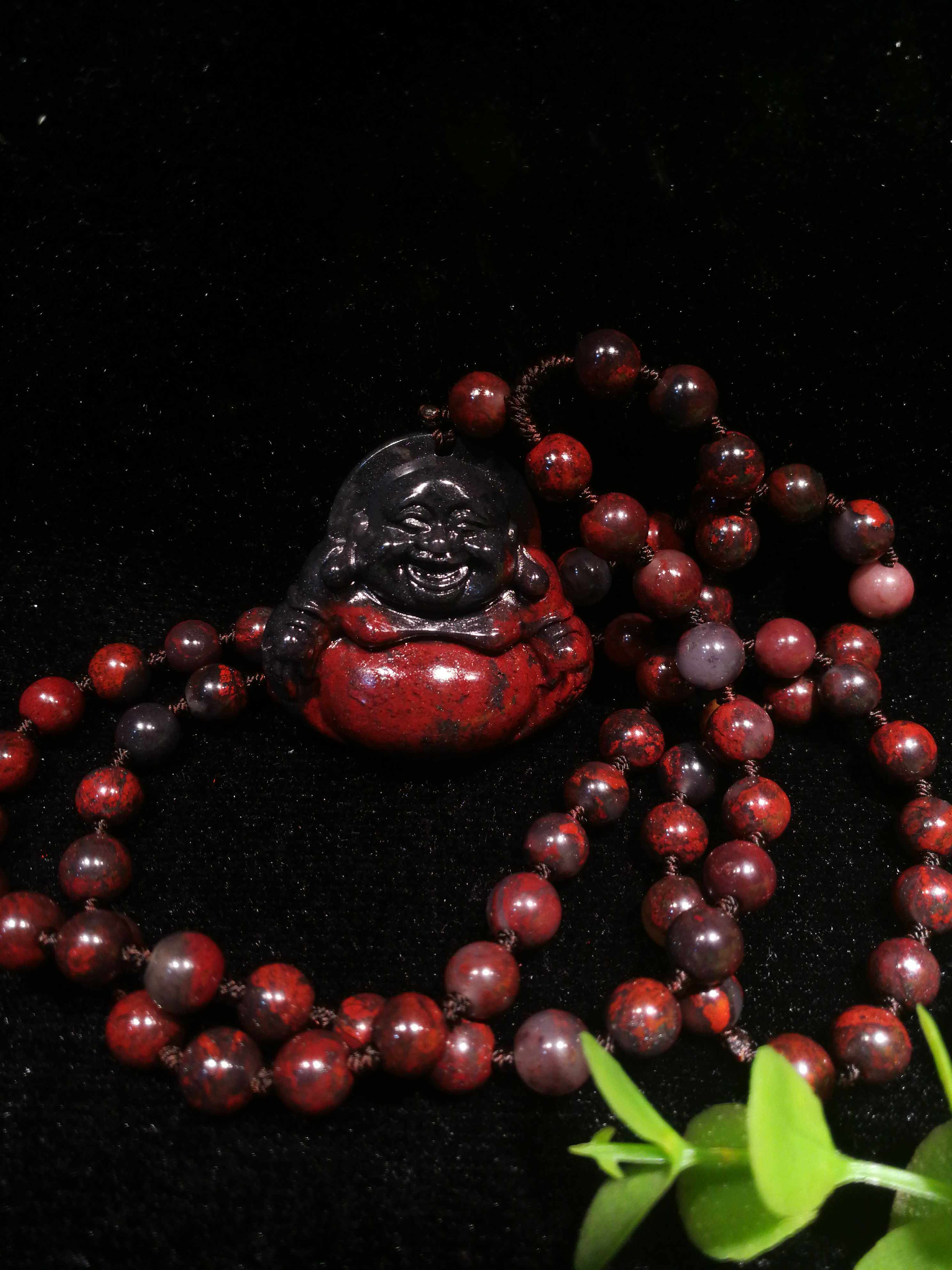 Natural Guilin Chicken Blood Dry Kun Material Black Under Gold Sand Sub Big Belly Hanging Necklace