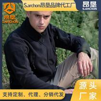 Angken winter outdoor fleece jacket for men warm and thickened double-sided polar fleece cardigan jacket liner tactical jacket