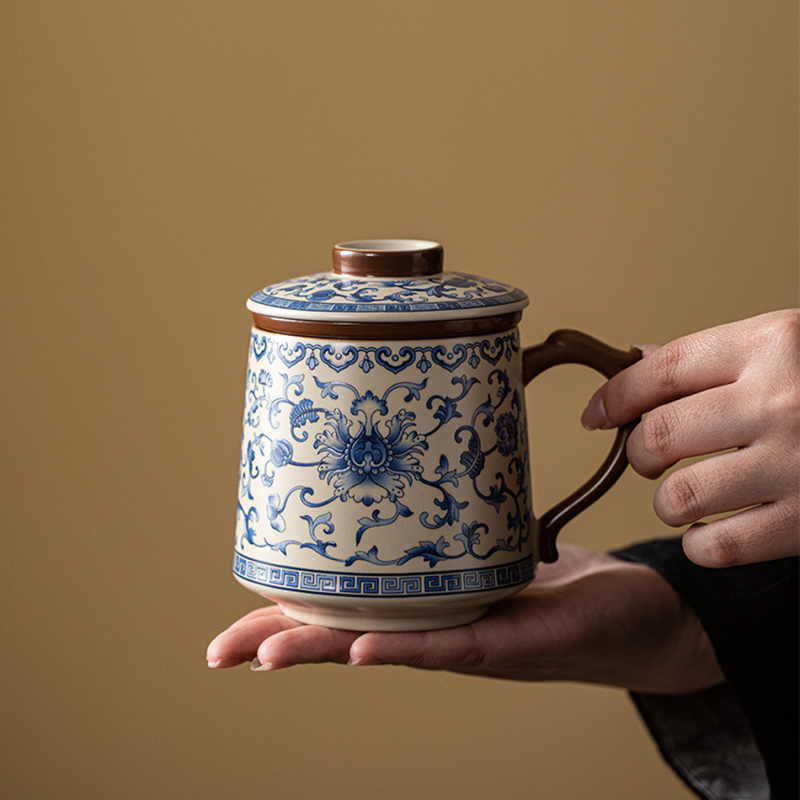 Ruyao Tea Cup Ceramic Tea Brewing Cup Large Capacity Water Cup Tea-Water Separation Personal Use Office Mug with Lid Ruyao Tea Cup Ceramic Tea Brewing Cup Large Capacity Water Cup Tea-Water Separation Personal Use Office Mug with Lid