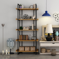 loft retro industrial wind solid wood bookshelf floor shelf modern simple iron art Nordic living room bookcase storage