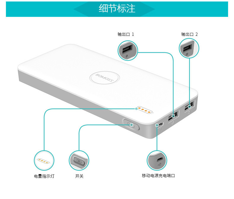 ROMOSS Rome Shi Sạc Po 10000 mAh Nhỏ gọn polymer di động Chong Android Apple Mobile Cung cấp năng lượng phổ biến Công ty LOGO Tùy chỉnh văn bản riêng