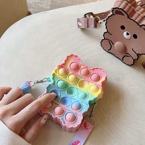 Детская сумка, милая сумка через плечо, кролик, небольшая сумка, маленький слайм, детский рюкзак, с медвежатами, антистресс