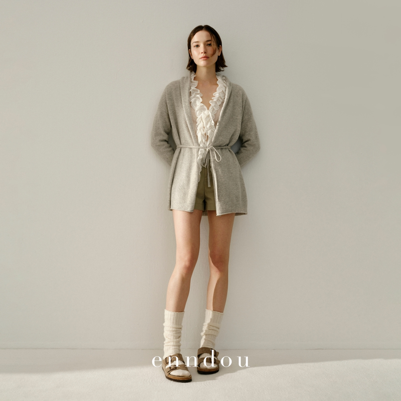 Enndou2026 Spring and Autumn New Style 100% Pure Cashmere Coarse Woven Plain Lace-Up Knitted Cashmere Cardigan Jacket for Women Enndou2026 Spring and Autumn New Style 100% Pure Cashmere Coarse Woven Plain Lace-Up Knitted Cashmere Cardigan Jacket for Women