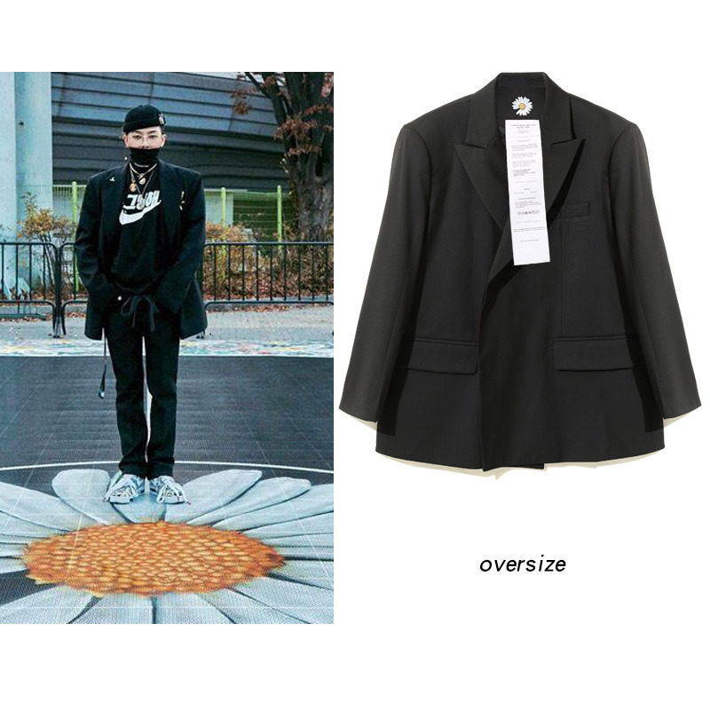 GD Quan Chi Dragon same loose silhouette blazer men's double breasted oversize go with Korean shoulder pads trend