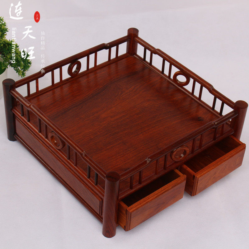 Myanmar flower pears all bearing solid wood square folder push-in style Hide drawers Book room wood Wood Carving Pendulum