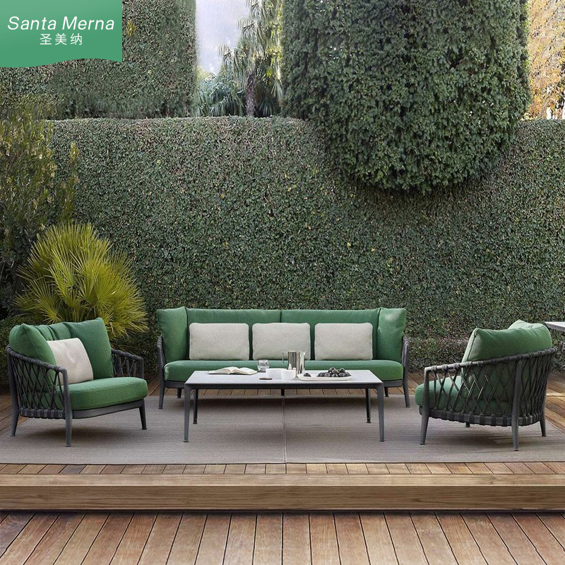 Outdoor sofa courtyard living room single rattan sofa open-air garden leisure rattan sofa combination rattan chair furniture