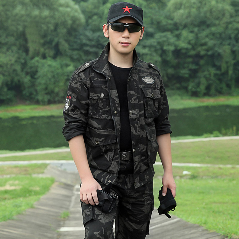 Camouflage suit male cotton wear-resistant breathable, dirty-resistant fattening increase tactical military fans field military training work clothes female