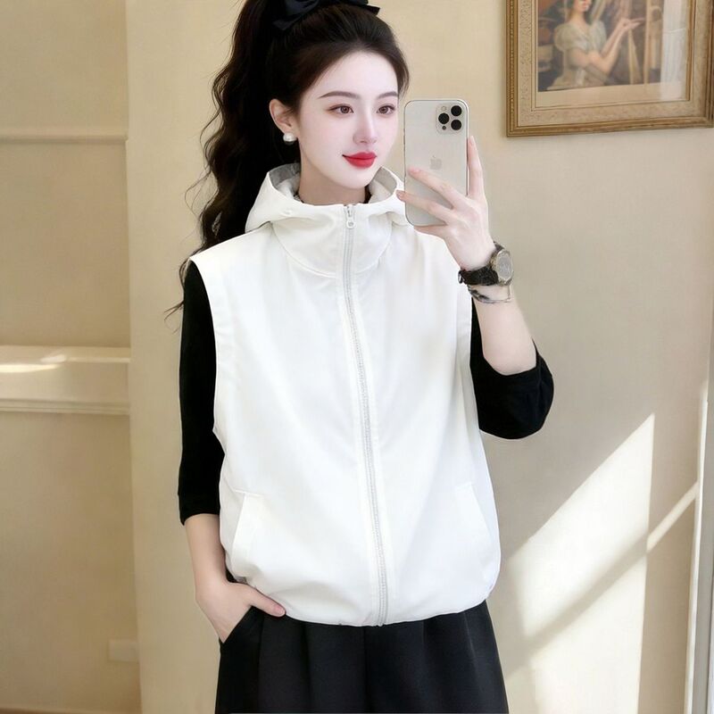 Lightweight Sun-Protective Hooded Vest Jacket, Summer 2026 New Style, Women's Age-Reducing Versatile Plus-Size Vest Top