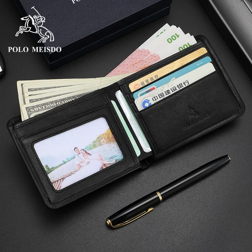 Мужской короткий кожаный элитный бумажник, из натуральной кожи, воловья кожа