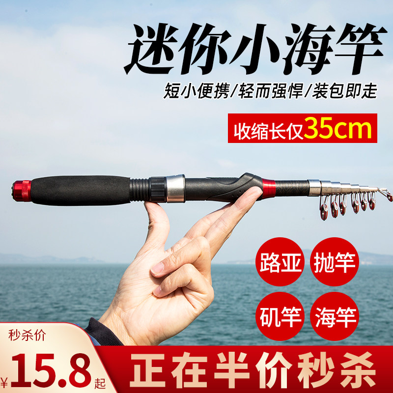 Fishing Rod Mini Sea Rod Set Fishing Small Sea Rod Ultra Short Section Portable ThrowIng Rod Full Set Rock Rod Lua Sea Rod Throwing Rod