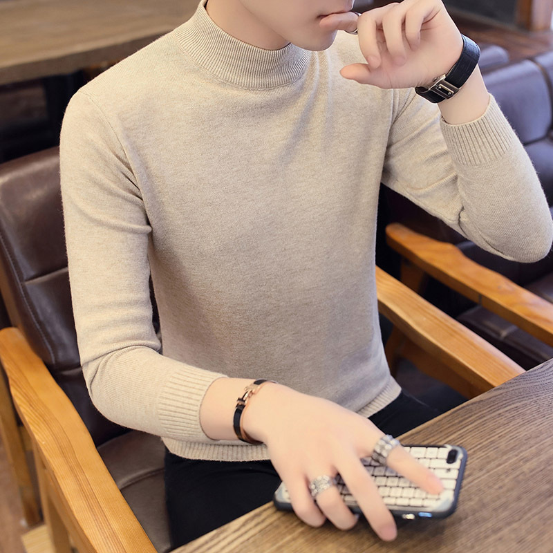 Men's Long-Sleeved T-Shirt 2025 Autumn and Winter New Warm Knitted Base Shirt Men's Sweater Men's Clothing Trendy Top