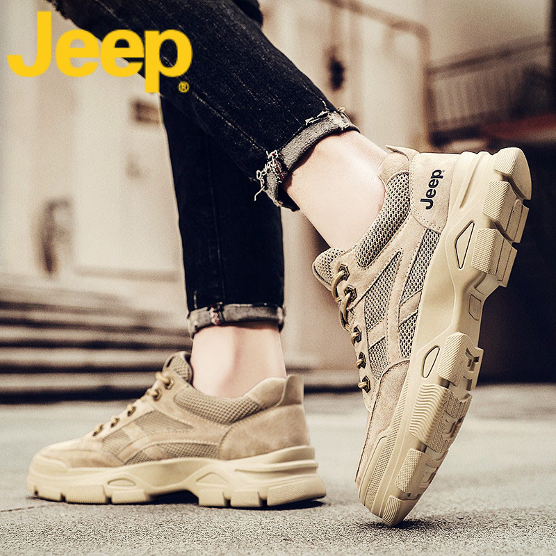 jeep gip male shoes summer breathable 2022 new board shoes genuine leather shoes men Martin boots frock shoes