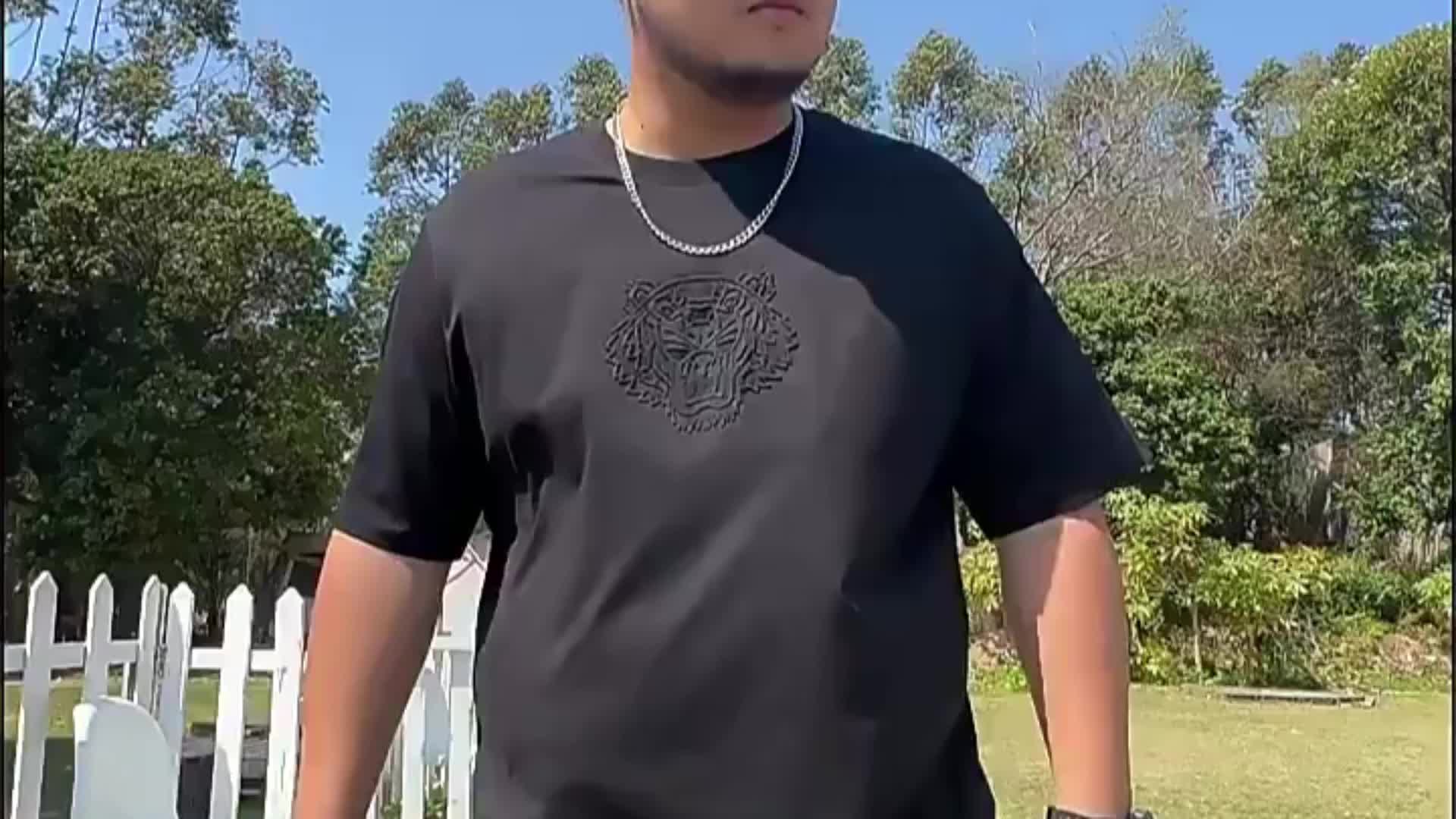 High Quality Cotton Emboss Tee Shirt Oversized Plain O Neck Men's T