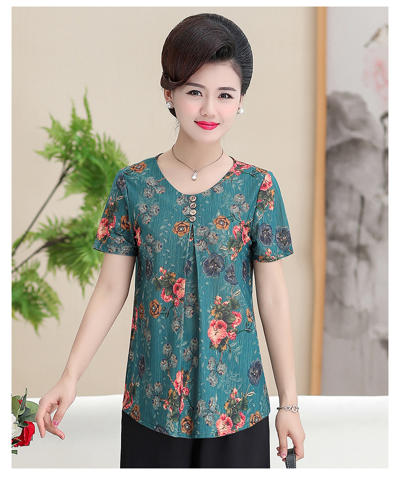 Áo bà mẹ mới 2019 đầm mới mùa hè và áo bà già hai mảnh bằng vải cotton và vải lanh cỡ lớn - Quần áo của mẹ áo kiểu trung niên u50