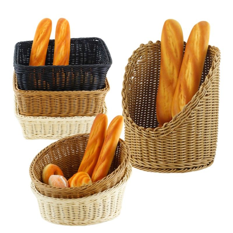 Supermarket fruit basket European rattan trapezoid basket bread basket dim sum basket supermarket display basket round beveled basket dry goods