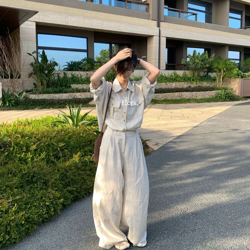 New for Spring【Hers】Simple Everyday Style, Lazy and Comfortable Casual Linen-Feel Jumpsuit 80185 #    L