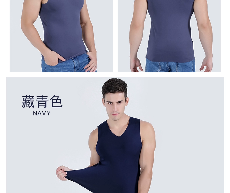 Áo vest nam liền thân ấm áp cộng với nhung dày bó sát mùa thu đông và thể thao mùa đông không tay bó sát nóng bỏng phần mỏng
