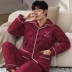 Bộ đồ ngủ của nam giới mùa đông san hô nhung dày và nhung ba lớp chần bông flannel mùa thu và mùa đông dịch vụ nhà ấm áo khoác áo bò nam Bông