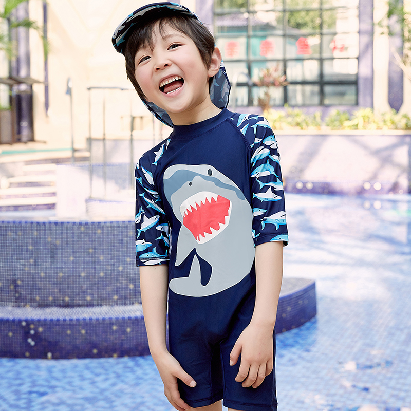 Children's Swimsuit Korean Baby Boy Boy Sunscreen Quick Dry One-Piece Swimsuit Small, Medium and Large Children's Warm Hot Spring Swimsuit