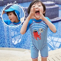 Baby one-piece swimsuit European and American children sunscreen sunshade quick-drying surf suit cute cartoon swimsuit baby 1-3 years old