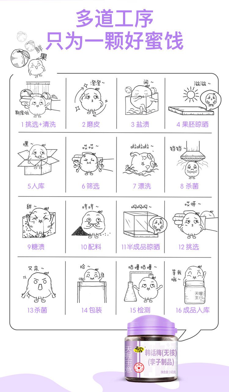 天喔食品 天喔   韩话梅 无核 160 克