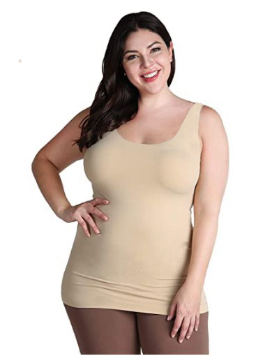 Autumn female large number indefinite vest anti-leakage anti-walking ice wire bottom hanging sleeveless vest with skin color