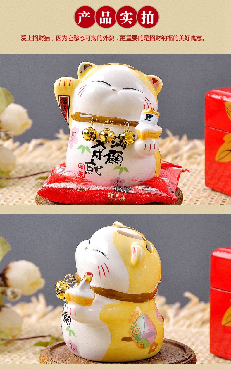 Stone workshop plutus cat furnishing articles ceramic piggy bank mini small desk auto accessories within a birthday present