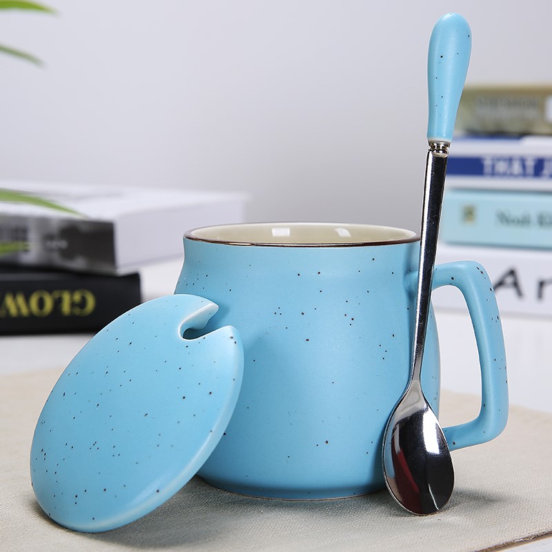 Cups of water and cover the suits for took office handle ceramic cup spoon, milk cover tape