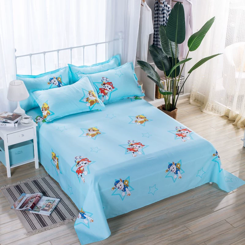 Wangwang Team Children Bed Sheet Cotton Cotton Puppy Blue Cartoon Pattern Boy 1.2m 1.5m Sheet - Khăn trải giường