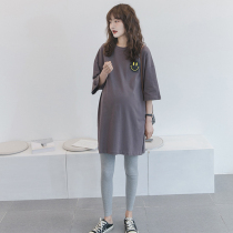 Maternity Dress Summer 2021 New Loose Korean T-shirt Skirt Top Dress Half Sleeve Cotton Short Sleeve