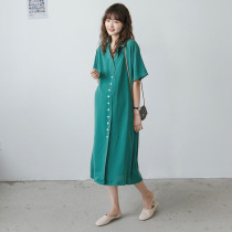 Maternity dress Summer chiffon long knee long dress summer green dress breastfeeding temperament maternity dress