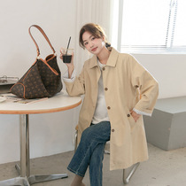 Maternity wear temperamental windbreaker khaki workwear Korean style trendy mom spring autumn and winter mid-length over-the-knee cardigan top