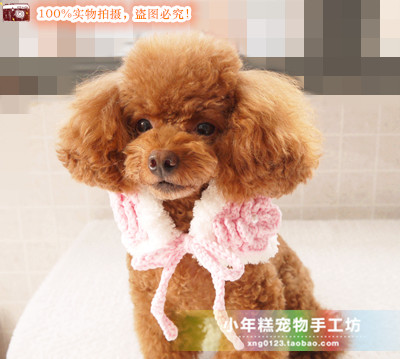 Bánh gạo nhỏ độc quyền quần áo thú cưng Teddy cat dog handmade len? Trung Quốc phong cách ba chiều hoa lớn khăn - Quần áo & phụ kiện thú cưng quan ao cho cho