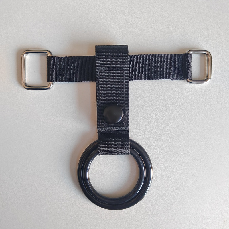 New Hong Kong Style Black Nylon Double Circle Flashlight Buckle Tactical Waist Buckle (4cm Small Circle, 5cm Large Circle)