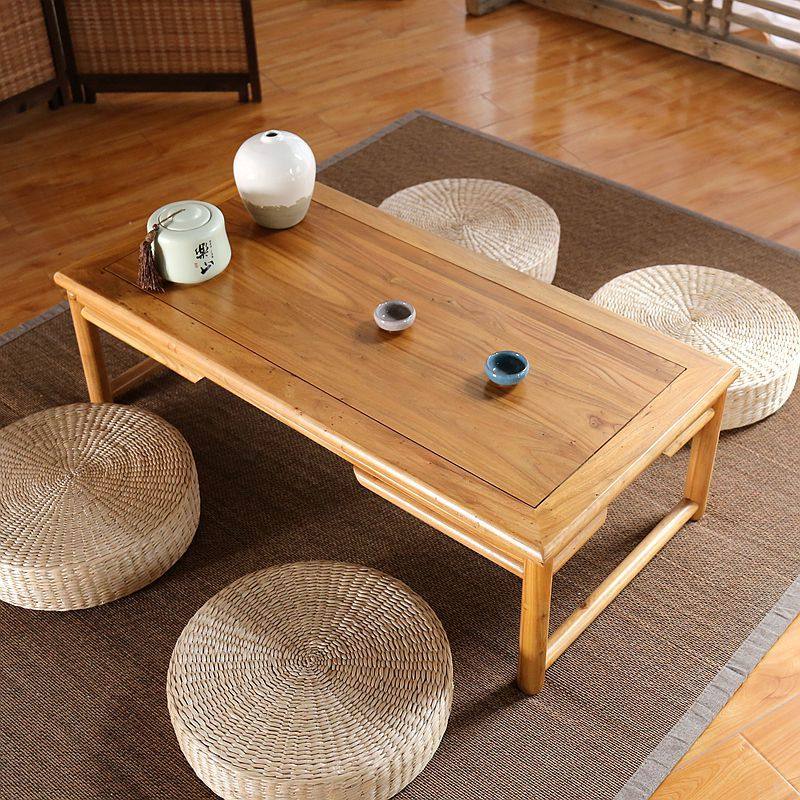 Japanese old elm tatami table bay window table small tea table Kang table tea room table Zen tea table low table floor table