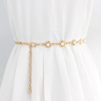  Summer belt accessories with skirt Dress belt Female summer decoration 2021 Korean version of pearl skirt belt waist chain