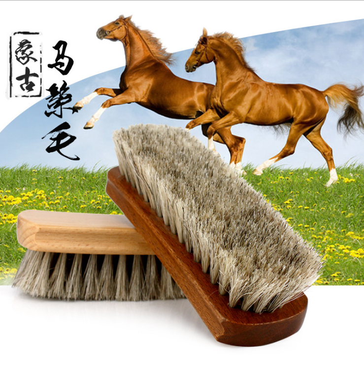 Large number horse hair brush beech Trojan hair soft hairbrush polished upper oil upper cleaning brush shoe brush shoe polish 1 fit